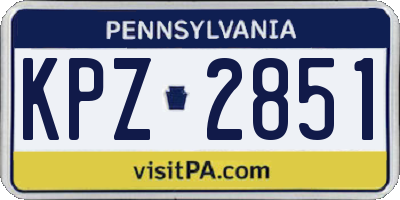 PA license plate KPZ2851