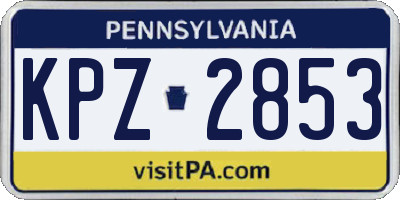 PA license plate KPZ2853
