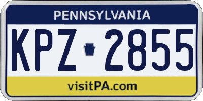 PA license plate KPZ2855