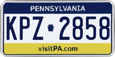 PA license plate KPZ2858