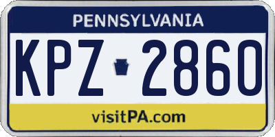 PA license plate KPZ2860