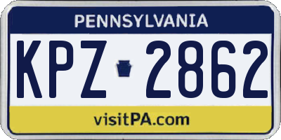 PA license plate KPZ2862