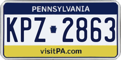 PA license plate KPZ2863