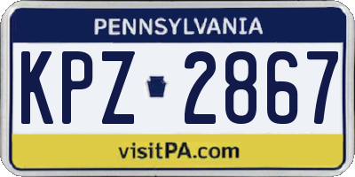 PA license plate KPZ2867