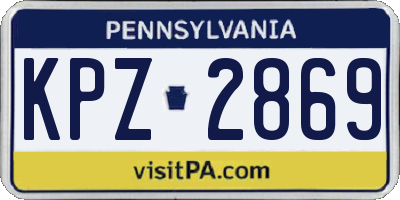 PA license plate KPZ2869