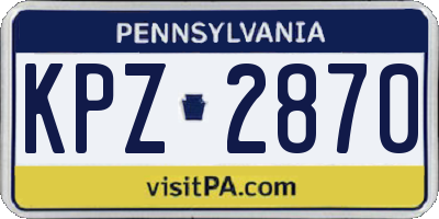 PA license plate KPZ2870