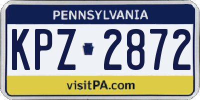 PA license plate KPZ2872