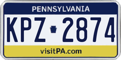 PA license plate KPZ2874