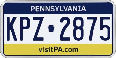 PA license plate KPZ2875