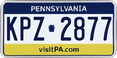 PA license plate KPZ2877