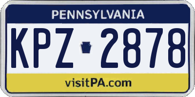 PA license plate KPZ2878