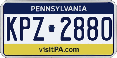 PA license plate KPZ2880