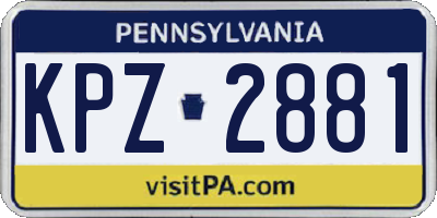PA license plate KPZ2881