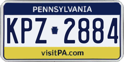 PA license plate KPZ2884