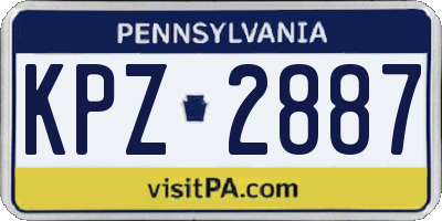 PA license plate KPZ2887