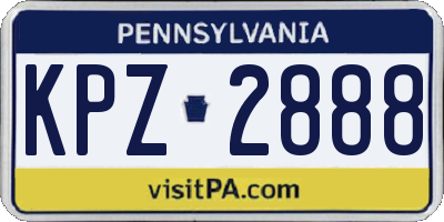 PA license plate KPZ2888