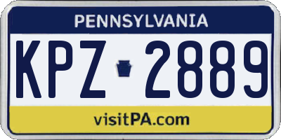 PA license plate KPZ2889
