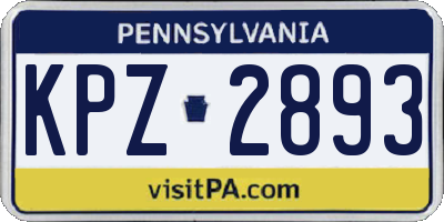 PA license plate KPZ2893