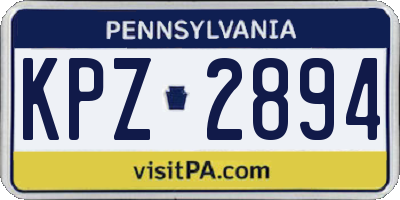 PA license plate KPZ2894