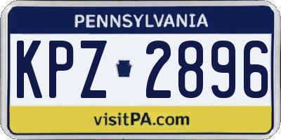 PA license plate KPZ2896