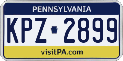 PA license plate KPZ2899