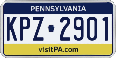 PA license plate KPZ2901