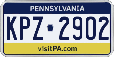 PA license plate KPZ2902