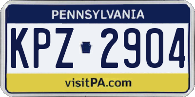 PA license plate KPZ2904