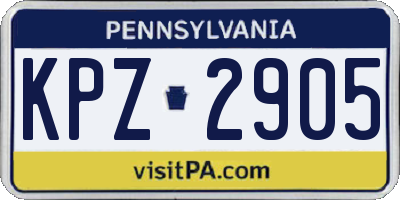 PA license plate KPZ2905