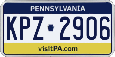PA license plate KPZ2906