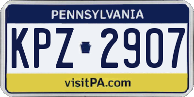 PA license plate KPZ2907