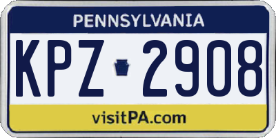 PA license plate KPZ2908