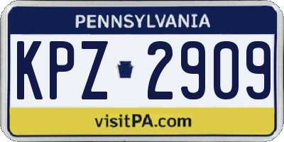 PA license plate KPZ2909