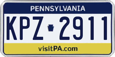 PA license plate KPZ2911
