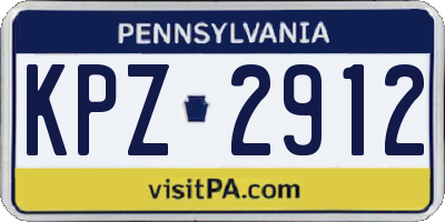 PA license plate KPZ2912