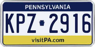PA license plate KPZ2916