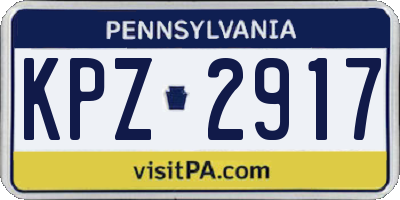 PA license plate KPZ2917
