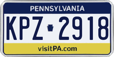 PA license plate KPZ2918