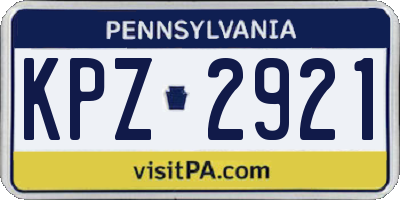 PA license plate KPZ2921