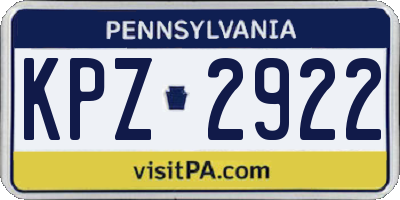 PA license plate KPZ2922