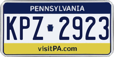 PA license plate KPZ2923
