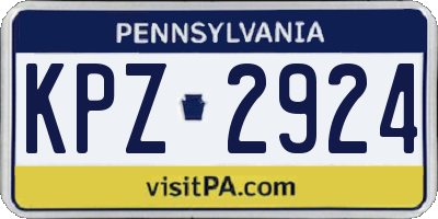 PA license plate KPZ2924
