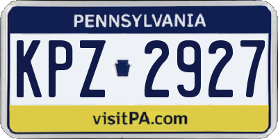 PA license plate KPZ2927