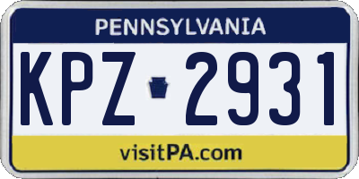 PA license plate KPZ2931