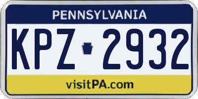 PA license plate KPZ2932