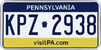 PA license plate KPZ2938
