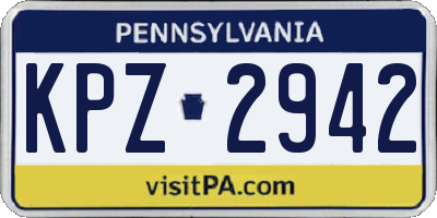 PA license plate KPZ2942