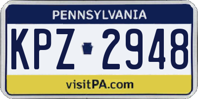 PA license plate KPZ2948