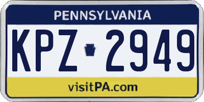 PA license plate KPZ2949