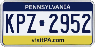 PA license plate KPZ2952
